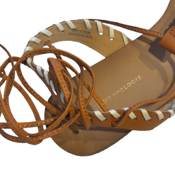 🌟Host Pick🌟NIB Anthropologie Tie Up Thong Sandals Cedar Leather Size EU 39 US 8 - Picture 8 of 13